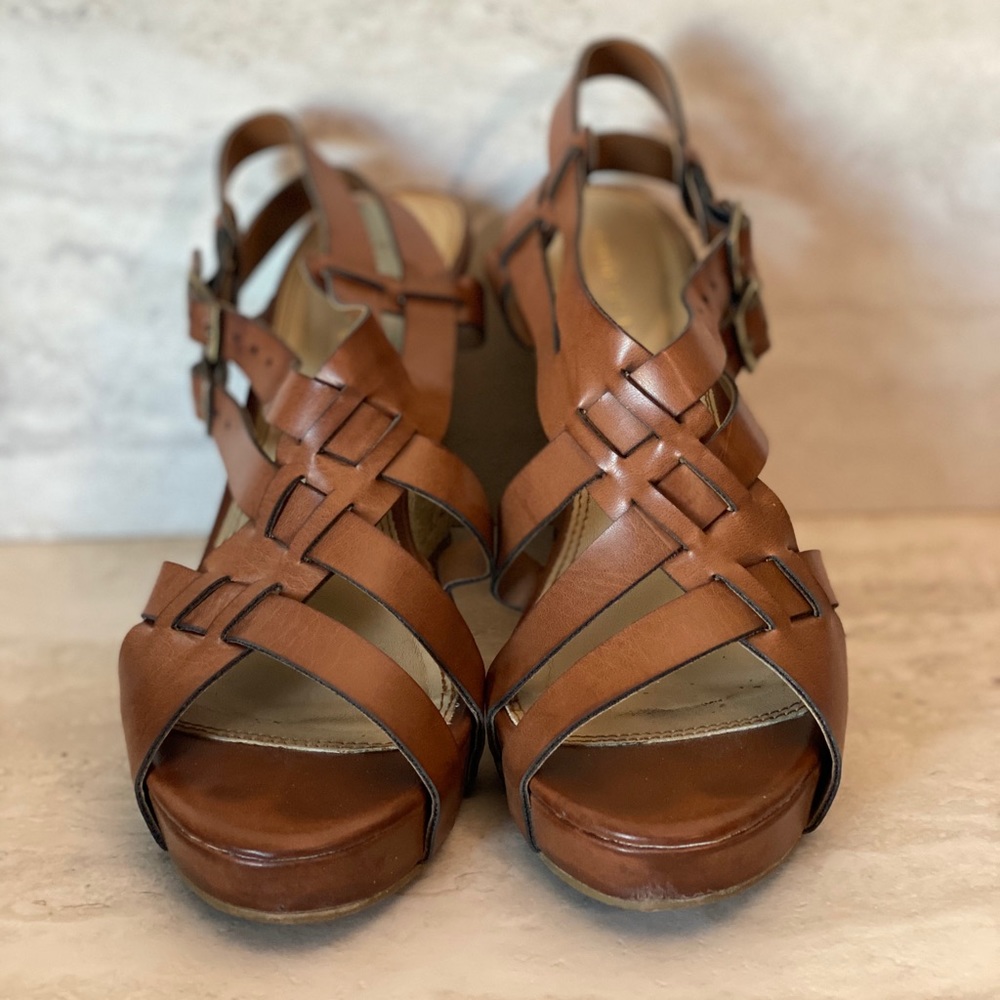 Brown Sugar Leather Wedge